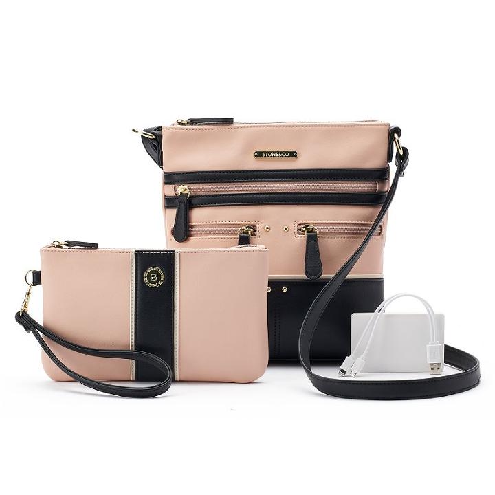 Stone & Co. Plugged In Phone Charging Lydia Crossbody Bag With Wristlet, Women's, Med Pink