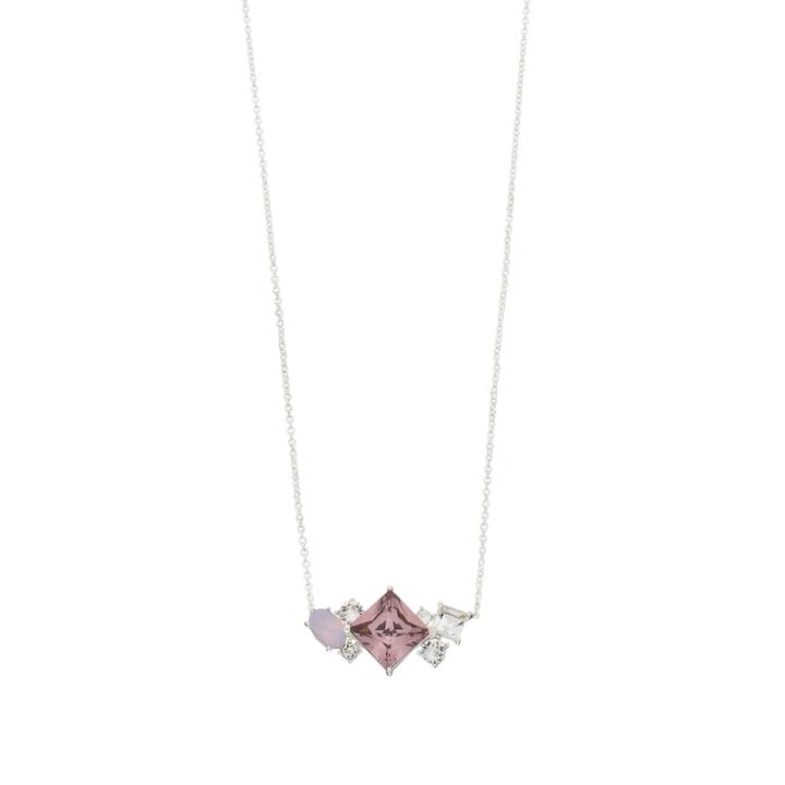 Brilliance Silver Tone Cluster Necklace With Swarovski Crystals, Women's, Pink