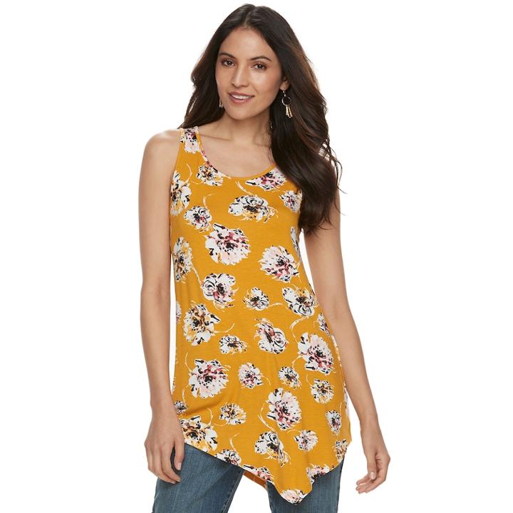 Women's Apt. 9&reg; Asymmetrical Textured Tank, Size: Xl, Drk Orange