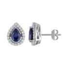 Stella Grace Lab-created Blue Sapphire And Lab-created White Sapphire Sterling Silver Teardrop Halo Stud Earrings, Women's