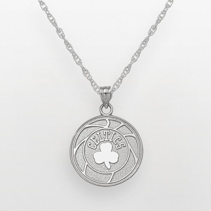 Boston Celtics Sterling Silver Logo Pendant, Women's, Size: 18, Grey