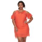 Plus Size Chaya Cold-shoulder Embroidered Shift Dress, Women's, Size: 24 W, Red