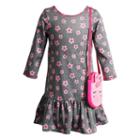 Girls 4-6x Youngland Floral Dress With Crossbody Applique Purse, Size: 6x, Grey Other