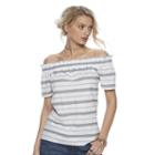 Women's Juicy Couture Striped Off-the-shoulder Top, Size: Xl, Blue (navy)