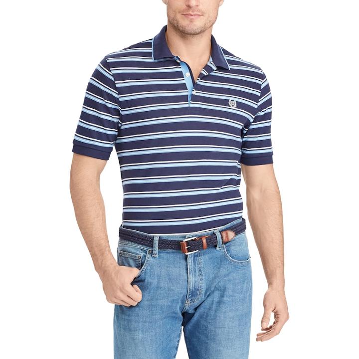 Big & Tall Chaps Classic-fit Striped Mesh Polo, Men's, Size: Xxl Tall, Blue (navy)