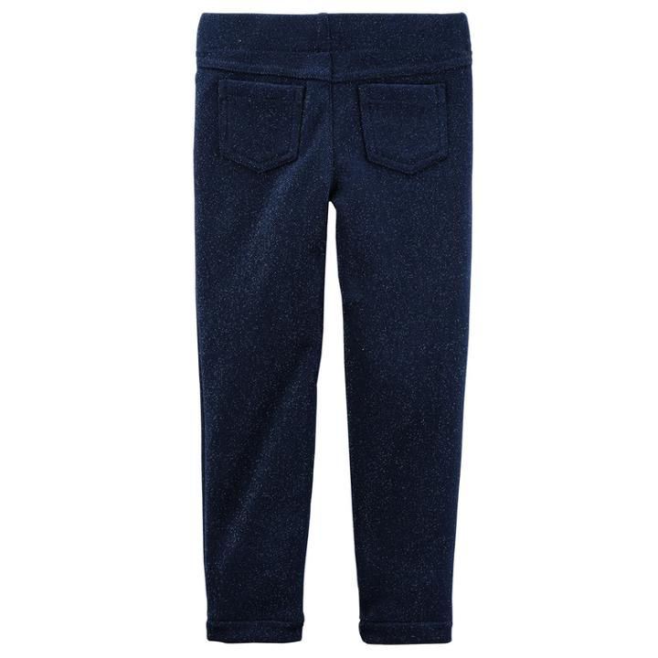 Girls 4-8 Carter's Navy Sparkle Knit Jeggings, Size: 6, Blue