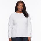 Plus Size Croft & Barrow&reg; Crewneck Long-sleeve Tee, Women's, Size: 1xl, White