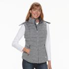 Women's Tek Gear Hooded Puffer Vest, Size: Small, Dark Grey