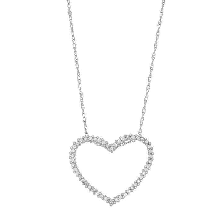 10k White Gold 1/4 Carat T.w. Diamond Heart Pendant, Women's