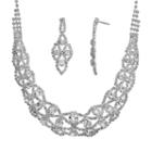 Crystal Allure Bib Necklace And Drop Earring Set, Women's, Size: 18, White