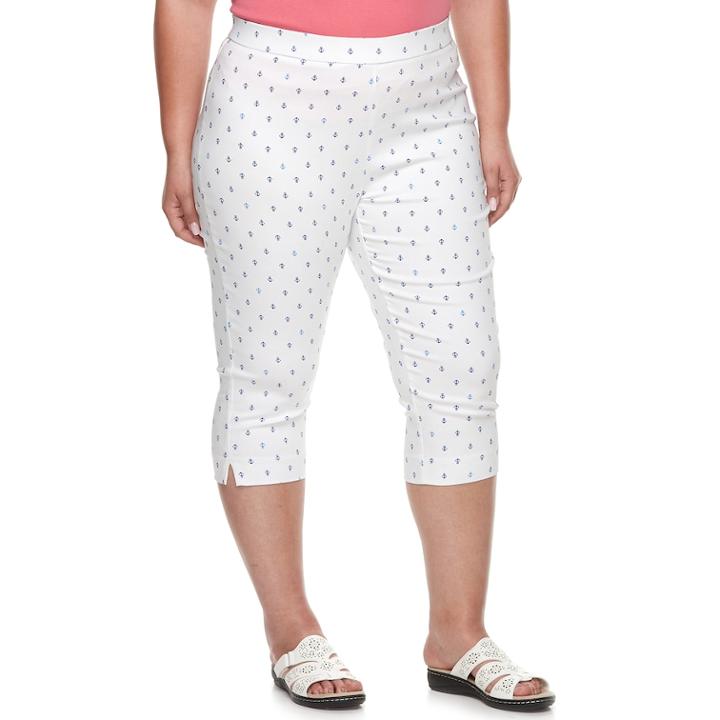 Plus Size Cathy Daniels Anchor Pull-on Capris, Women's, Size: 2xl, White