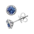 14k White Gold Tanzanite 1/5 Carat T.w. Diamond Stud Earrings, Women's, Blue