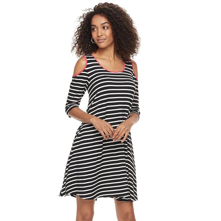 Women's Nina Leonard Cold-shoulder Trapeze Dress, Size: Xl, Grey Other