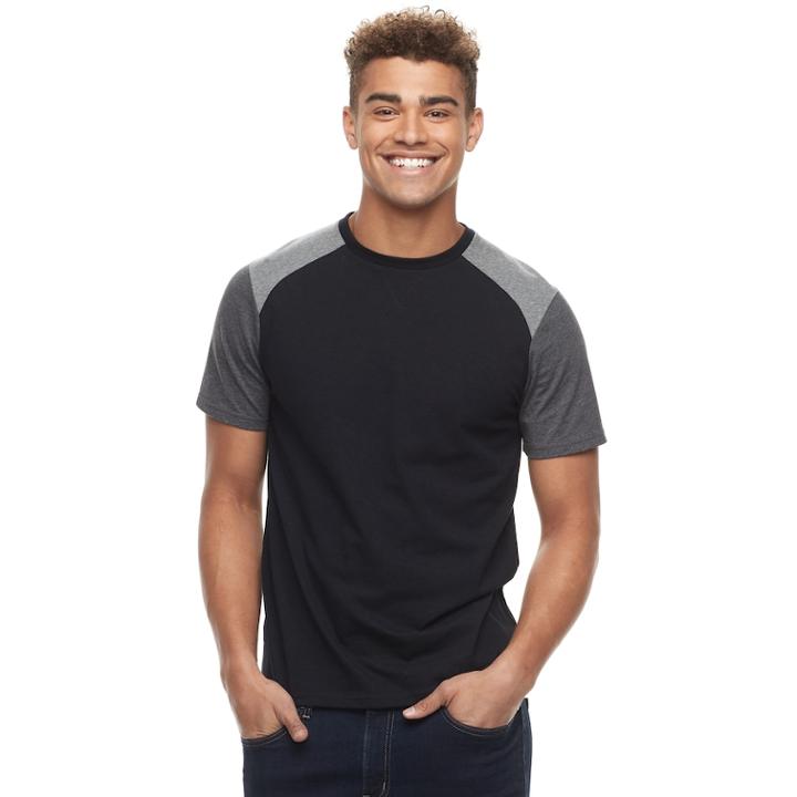 Men's Urban Pipeline&reg; Colorblock Raglan Tee, Size: Xl, Black