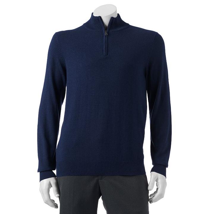 Big & Tall Croft & Barrow&reg; Classic-fit Solid 12gg Quarter-zip Sweater, Men's, Size: 3xb, Dark Blue