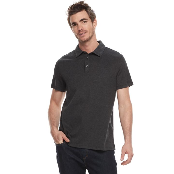 Men's Apt. 9&reg; Regular-fit Soft Touch Stretch Interlock Polo, Size: Large, Dark Grey