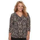 Plus Size Dana Buchman Print Cowlneck Top, Women's, Size: 3xl, Black