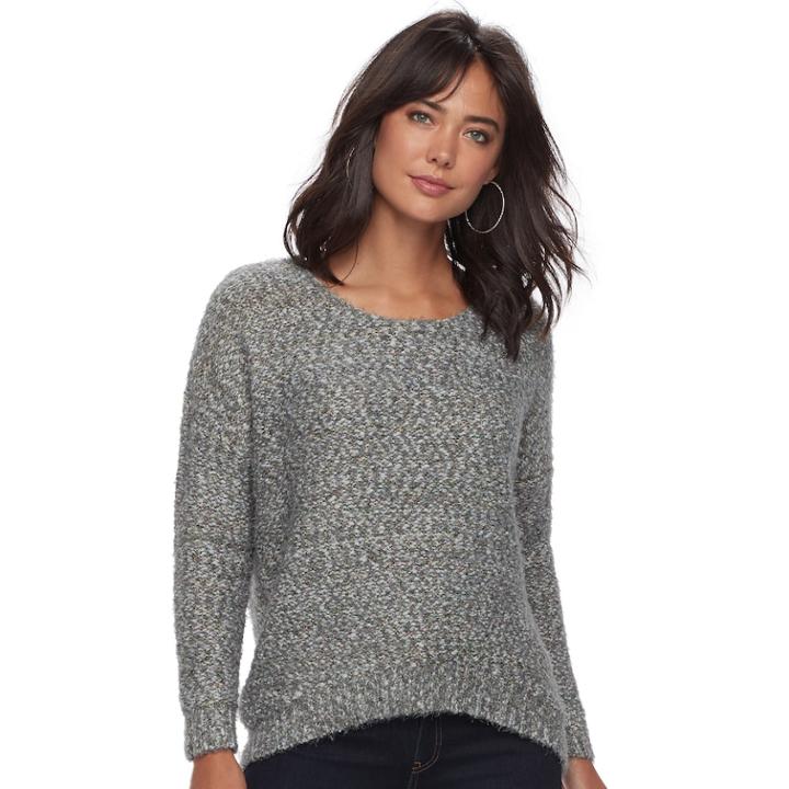 Women's Jennifer Lopez Fuzzy Boucle Sweater, Size: Xxl, Med Grey