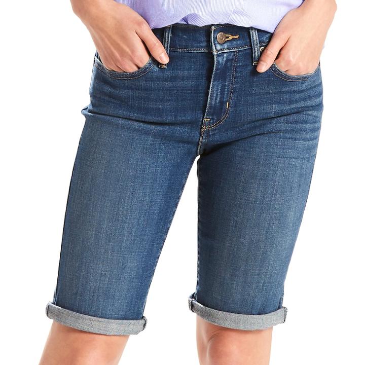 Women's Levi's&reg; Cuffed Bermuda Shorts, Size: 32(us 14)m, Med Blue