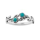 Sterling Silver Simulated Turquoise Leaf Midi Ring, Women's, Size: 3, Blue