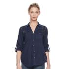 Women's Rock & Republic&reg; Embellished Shirt, Size: Small, Dark Blue