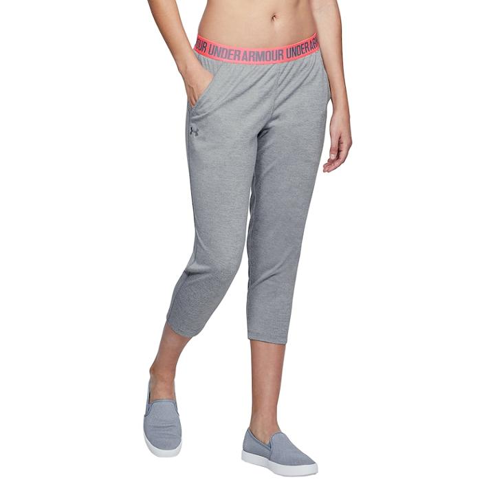 Women's Under Armour Play Up Twist Midrise Capris, Size: Medium, Med Grey