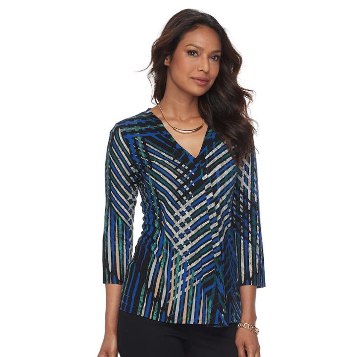 Women's Dana Buchman Release-pleat Top, Size: Large, Blue