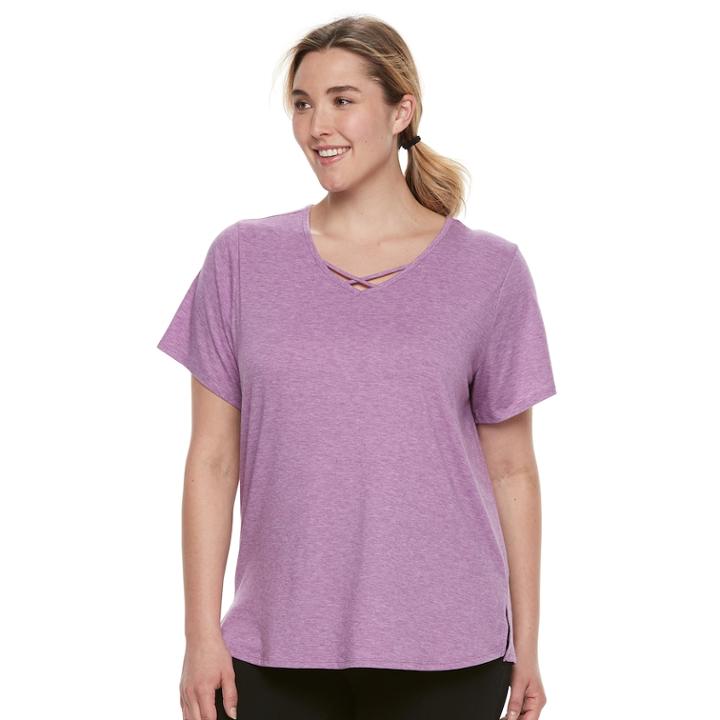 Plus Size Tek Gear&reg; Criss-cross Performance Tee, Women's, Size: 1xl, Med Purple