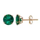 Everlasting Gold Lab-created Emerald 10k Gold Stud Earrings, Women's