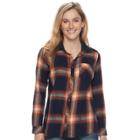 Women's Sonoma Goods For Life&trade; Essential Plaid Flannel Shirt, Size: Medium, Blue (navy)