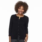 Petite Croft & Barrow&reg; Button Front Cardigan, Women's, Size: L Petite, Black
