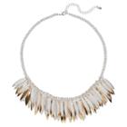 Two Tone Textured Marquise Fringe Necklace, Women's, Multicolor