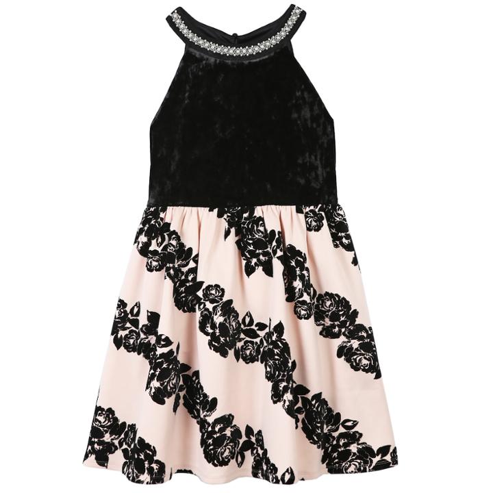 Girls 7-16 & Plus Size Speechless Flocked Rose Skirt Dress, Size: 16 1/2, Brt Pink