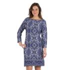 Women's Larry Levine Printed Shift Dress, Size: Large, Turquoise/blue (turq/aqua)