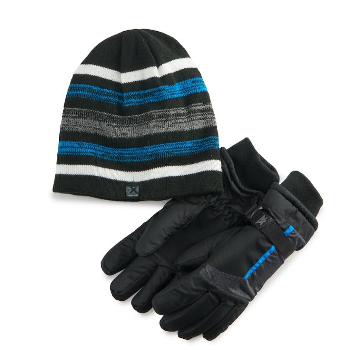 Boys 4-20 Zeroxposur Steel Hat & Gloves Set, Size: L/xl, Grey (charcoal)