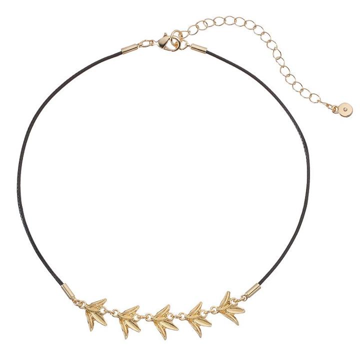 Lc Lauren Conrad Leaf Cluster Choker Necklace, Women's, Black