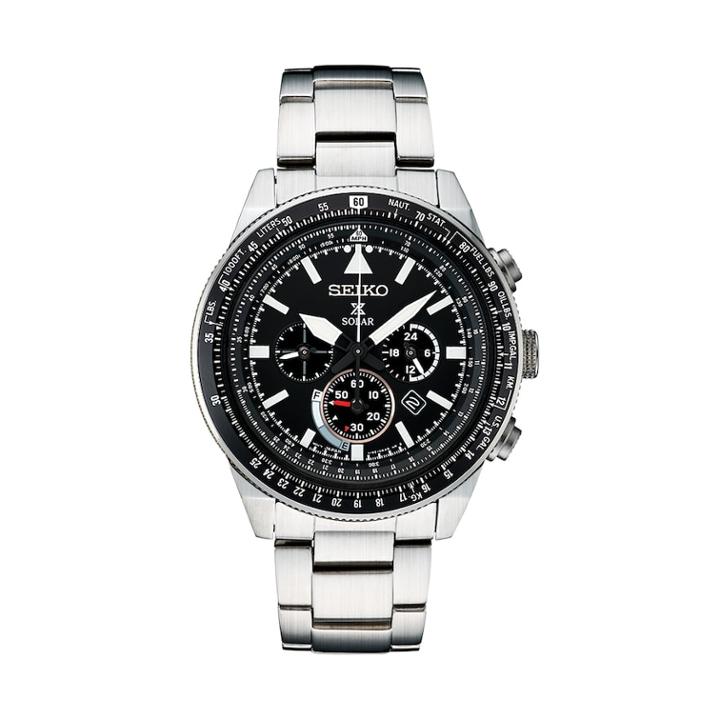 Seiko Men's Prospex Stainless Steel Solar Aviator Watch - Ssc629, Size: Large, Grey
