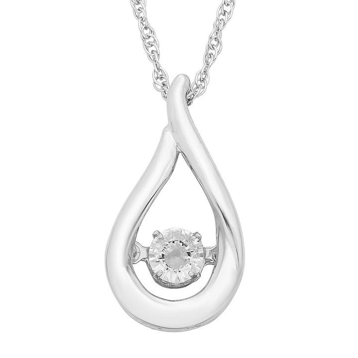 Sterling Silver White Sapphire Teardrop Pendant Necklace, Women's, Size: 18