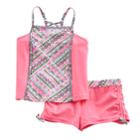 Girls 7-16 Free Country Tankini Top & Cinched Shorts Swimsuit Set, Size: 12, Med Pink