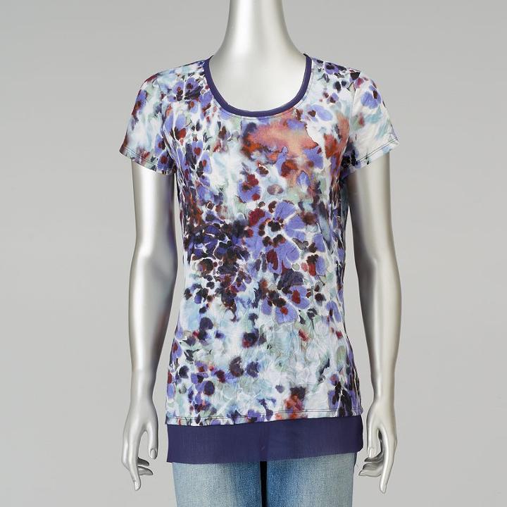 Women's Simply Vera Vera Wang Crinkle Tee, Size: Xs, Grey (charcoal)