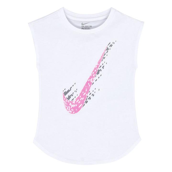 Girls 4-6x Nike Swoosh Linear Logo Graphic Tee, Size: 6, White