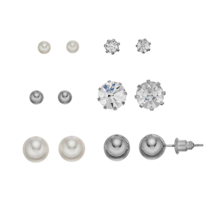 Mudd&reg; Acrylic & Glass Stone Nickel Free Earring Stud Button Set, Girl's, Multicolor