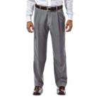 Big & Tall Haggar&reg; Eclo&trade; Stria No-iron Classic-fit Comfort Waist Pleated Dress Pants, Men's, Size: 52x34, Grey