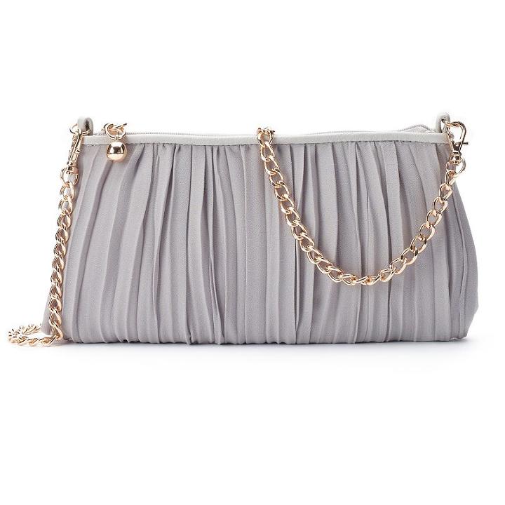 Lc Lauren Conrad Lili Chiffon Pleated Clutch, Women's, Grey
