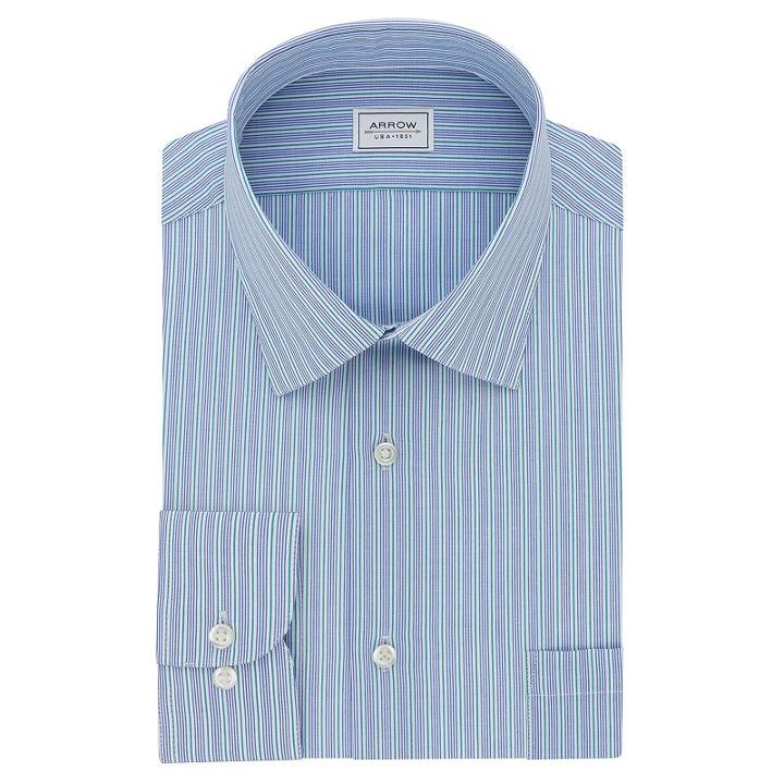 Men's Arrow Athletic-fit Solid Wrinkle-free Spread-collar Dress Shirt, Size: S 32-33, Turquoise/blue (turq/aqua)