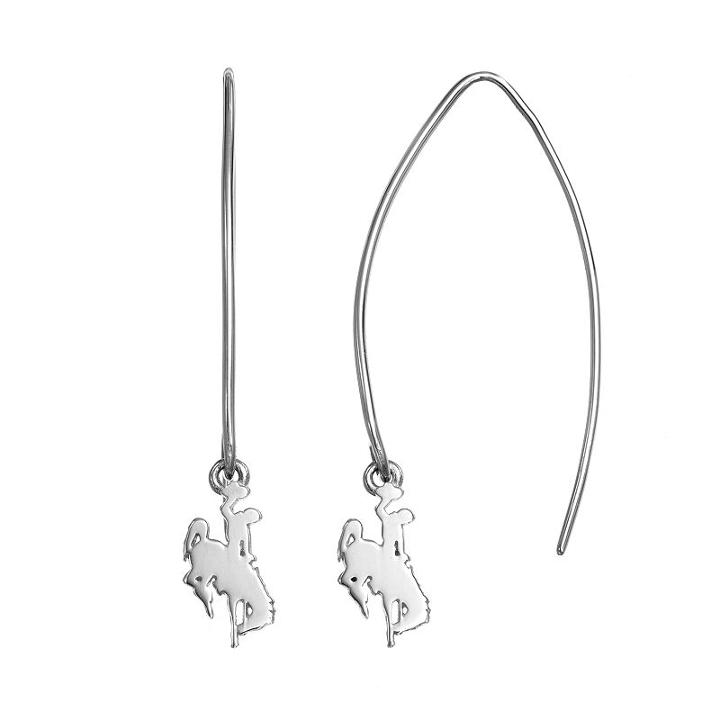 Dayna U Wyoming Cowboys Sterling Silver Hook Earrings, Women's, Grey