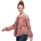Juniors' Rewind Floral Embroidered Cold-shoulder Top, Teens, Size: Large, Dark Red