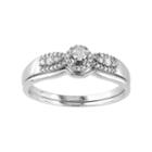 Diamond Halo Engagement Ring Set In 10k White Gold (1/3 Carat T.w.), Women's, Size: 7