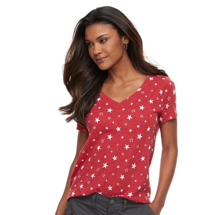 Petite Sonoma Goods For Life&trade; Essential V-neck Tee, Women's, Size: L Petite, Med Pink