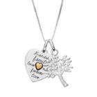 Timeless Sterling Silver Cubic Zirconia Heart & Family Tree Pendant, Women's, Size: 18, White